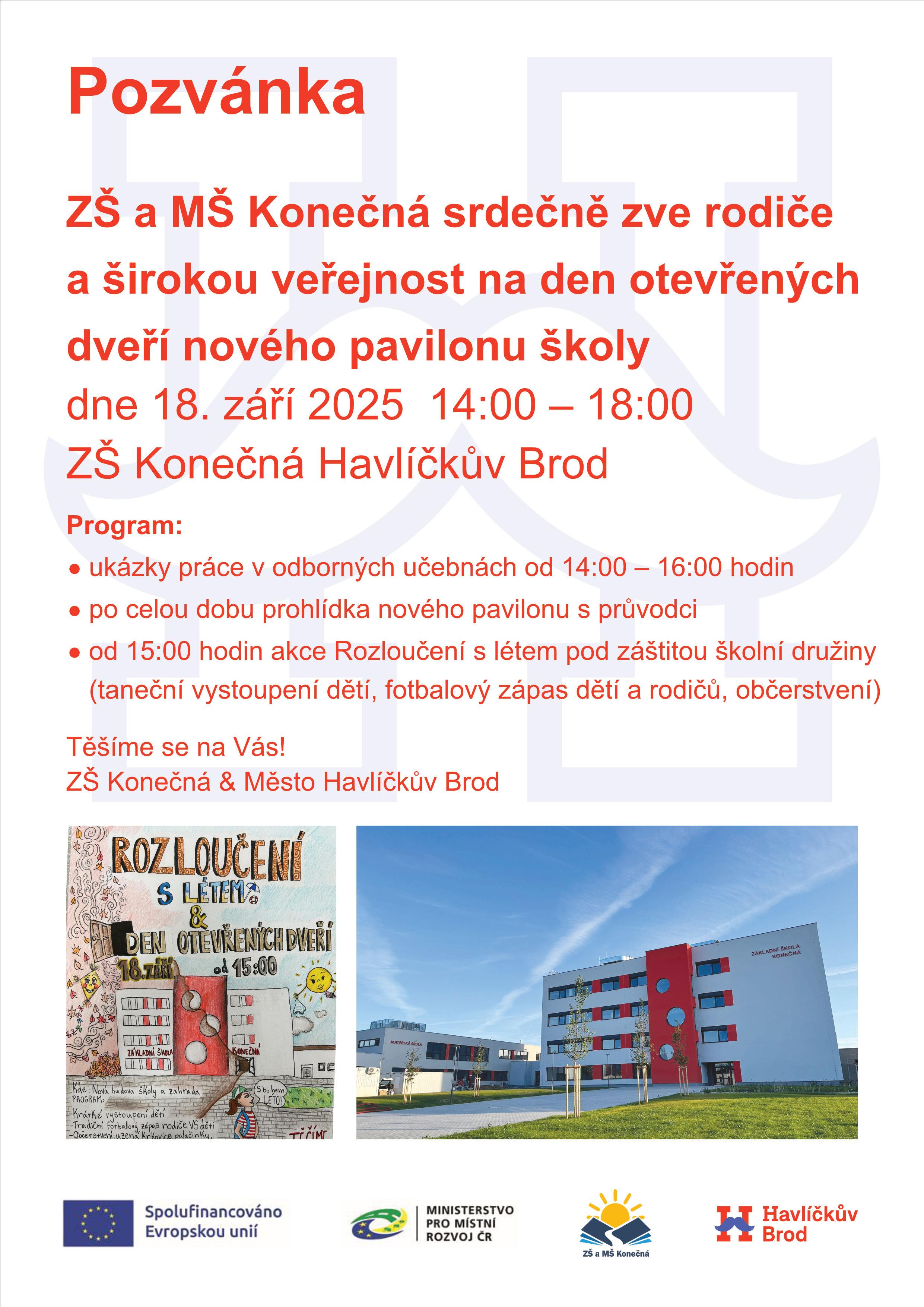 Pozvánka na den otevřených dveří ZŠ Konečná 